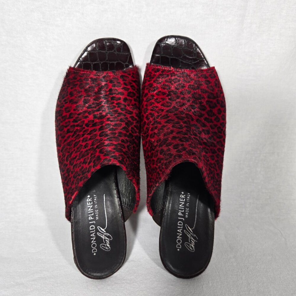 RARE Vintage Y2K Mobwife LEATHER Red & Black Animal Print Heel Sandals Size 8.5M - Picture 7 of 17